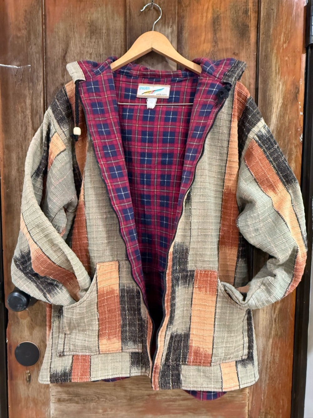 Incase Multicolor Striped Patchwork Trench Coat - Tan, Brown, Black, Orange